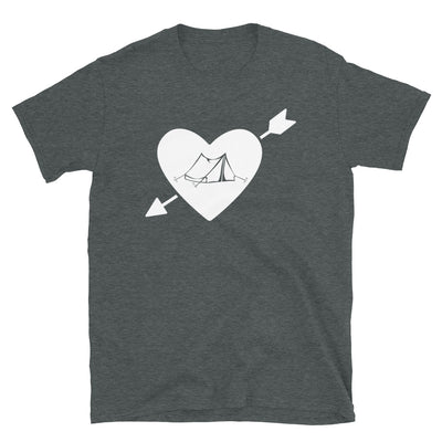 Herz, Pfeil Und Camping 1 - T-Shirt (Unisex) camping Dark Heather