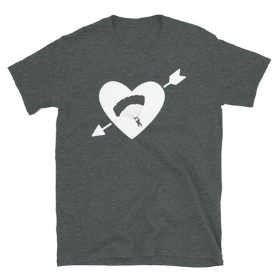 Pfeil, Herz Und Paragliding - T-Shirt (Unisex) berge Dark Heather