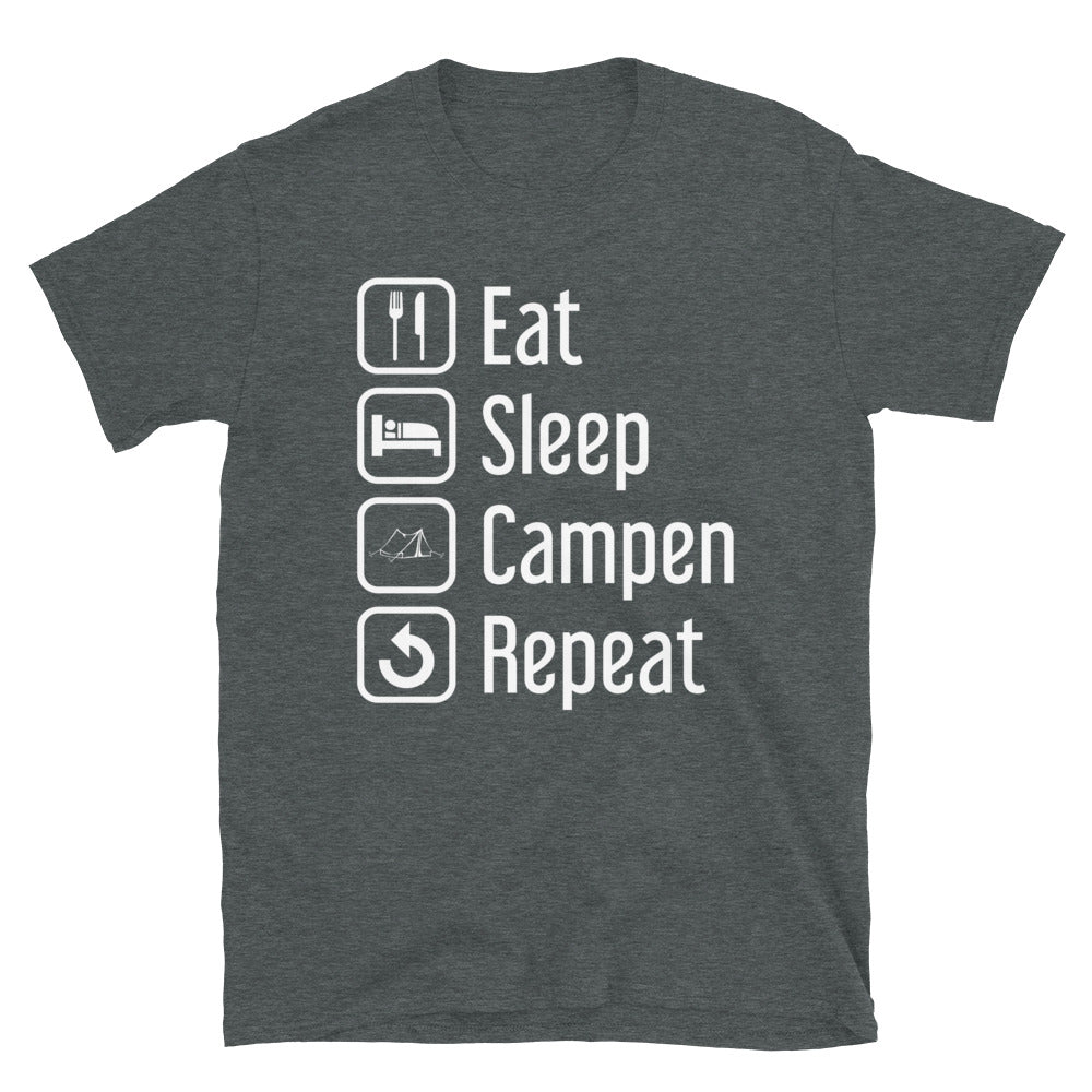 Eat Sleep Campen Repeat - T-Shirt (Unisex) camping Dark Heather