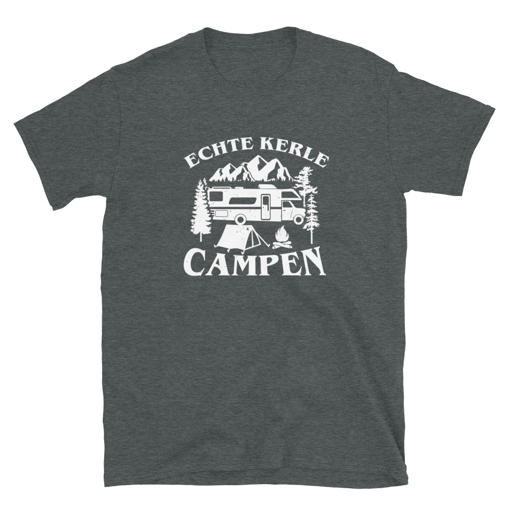 Echte Kerle Campen - T-Shirt (Unisex) camping Dark Heather