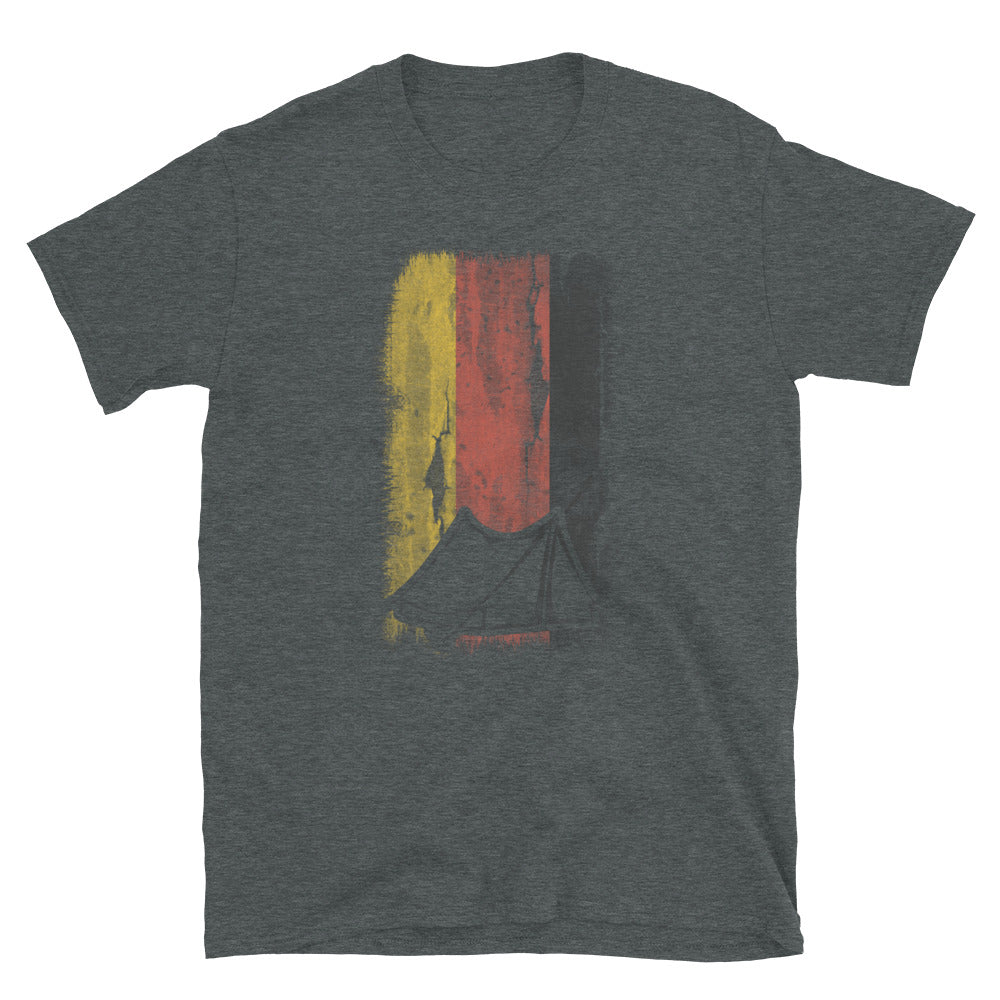 Deutsche Flagge 1 Und Camping - T-Shirt (Unisex) camping Dark Heather