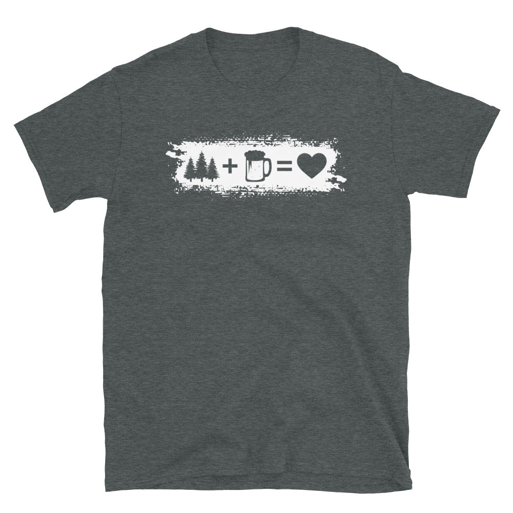 Grunge Rechteck - Herz - Bier - Bäume - T-Shirt (Unisex) camping Dark Heather