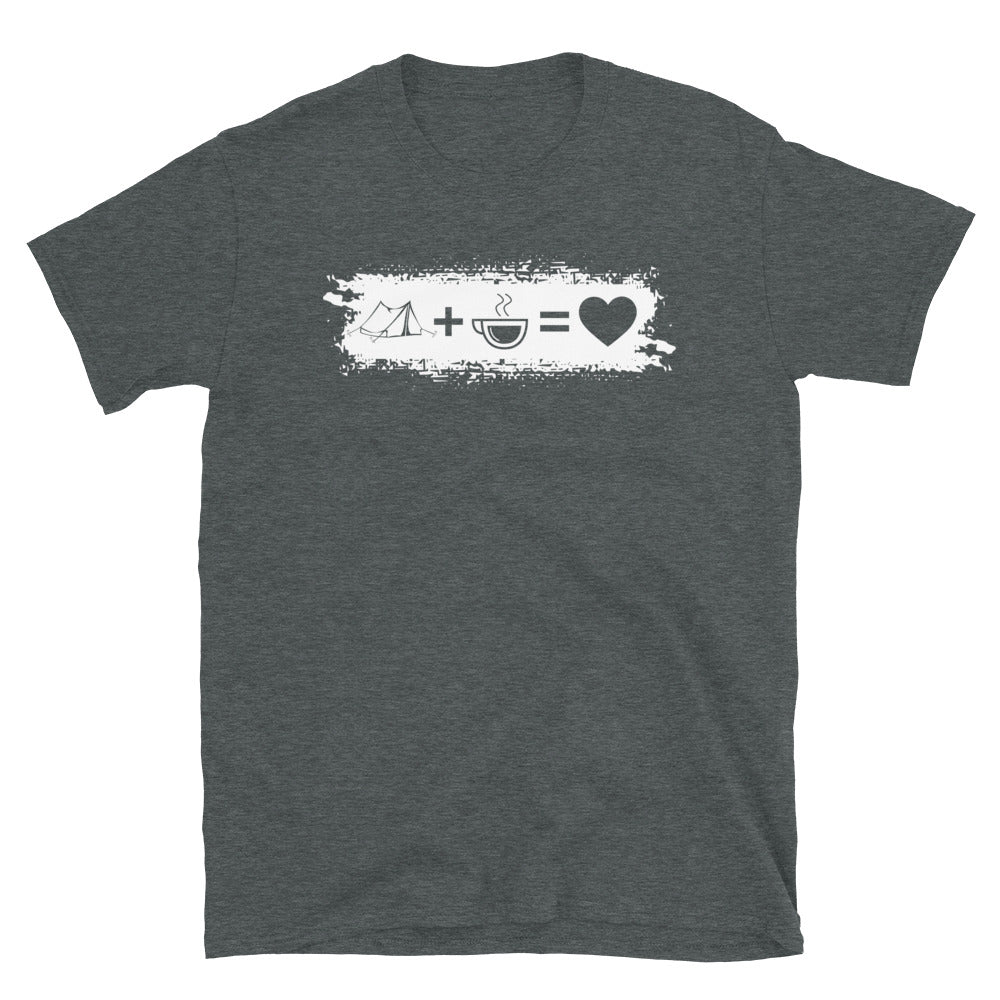 Grunge Rechteck - Herz - Kaffee - Campingzelt - T-Shirt (Unisex) camping Dark Heather