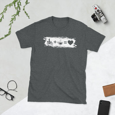 Grunge-Rechteck – Herz – Kaffee – Weibliches Radfahren - T-Shirt (Unisex) fahrrad Dark Heather