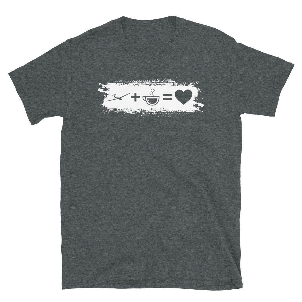 Grunge Rechteck - Herz - Kaffee - Segelflugzeug - T-Shirt (Unisex) berge Dark Heather
