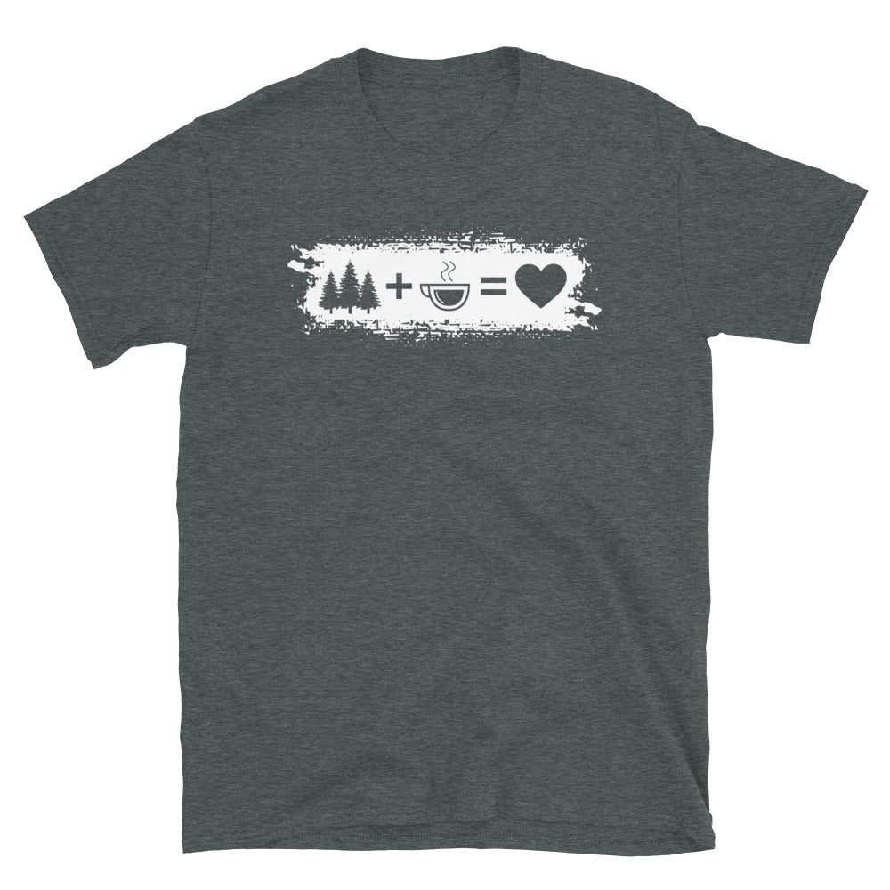 Grunge Rechteck - Herz - Kaffee - Bäume - T-Shirt (Unisex) camping Dark Heather