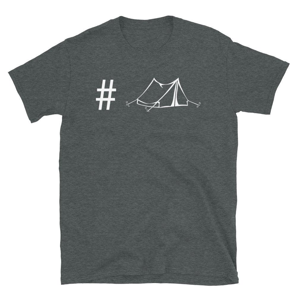 Hashtag - Campingzelt - T-Shirt (Unisex) camping Dark Heather