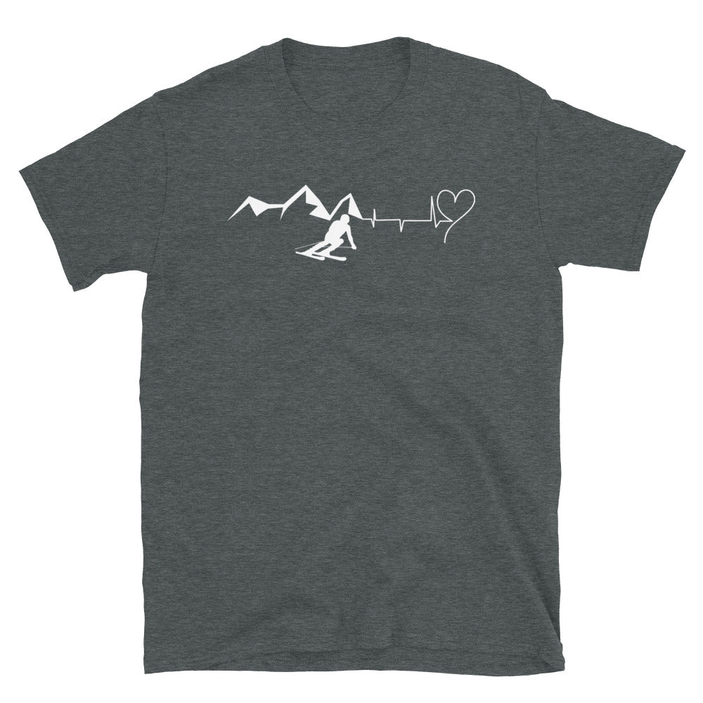 Herz - Herzschlag - Berg - Skifahren - T-Shirt (Unisex) klettern ski Dark Heather