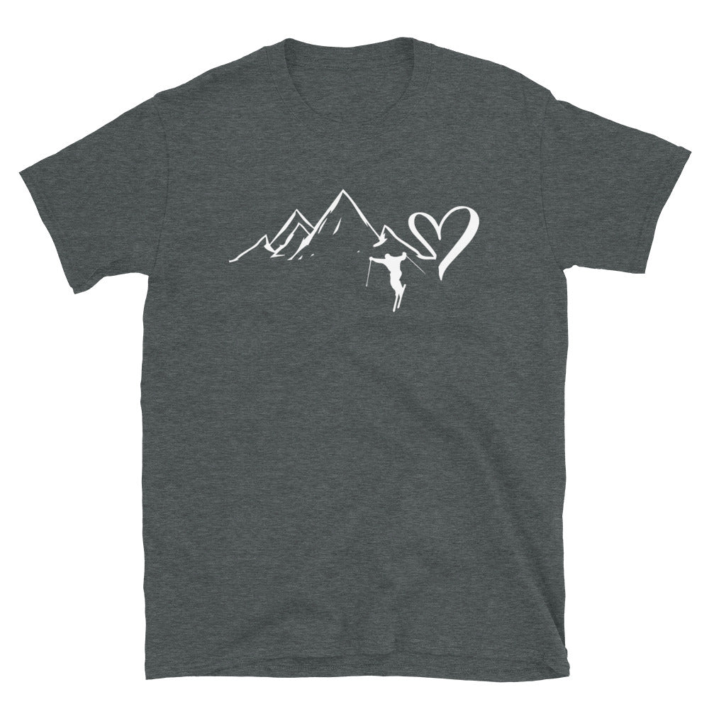 Herz - Berg - Skifahren - T-Shirt (Unisex) klettern ski Dark Heather