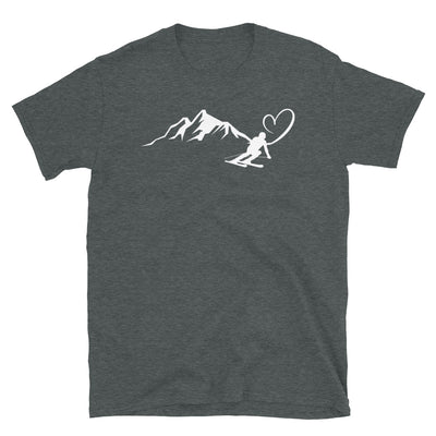 Herz - Berg - Skifahren - (9) - T-Shirt (Unisex) klettern ski Dark Heather