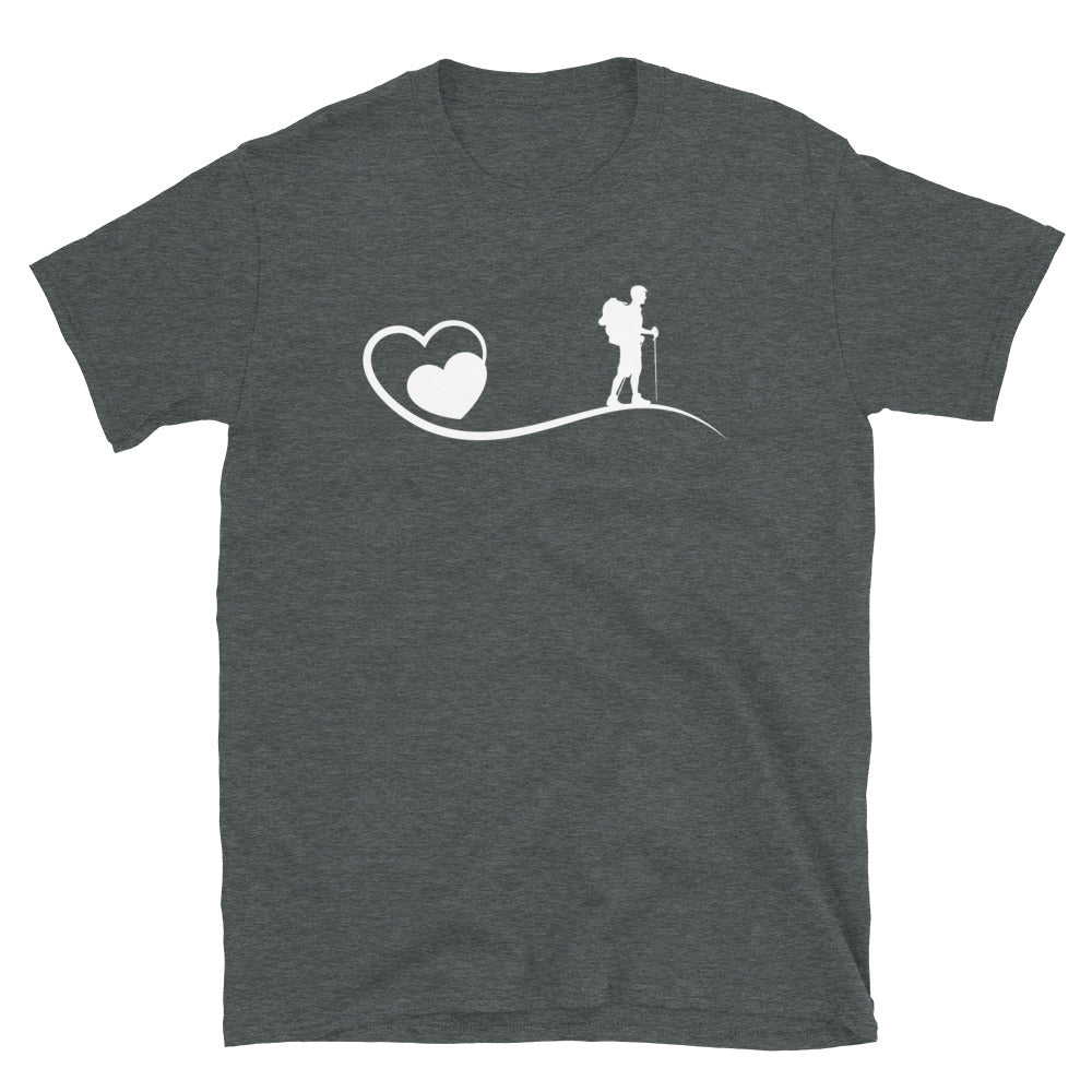 Herz 1 Und Wandern - T-Shirt (Unisex) wandern Dark Heather