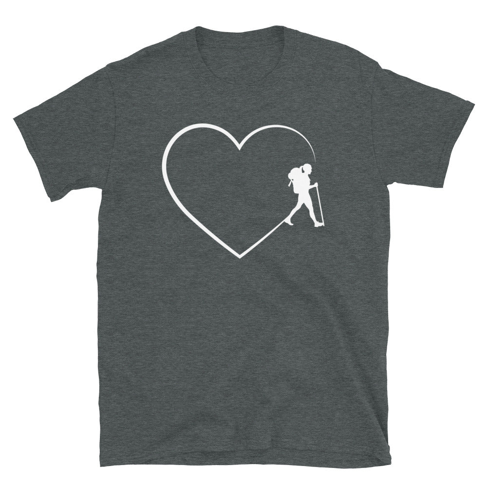 Herz 2 Und Wandern - T-Shirt (Unisex) wandern Dark Heather