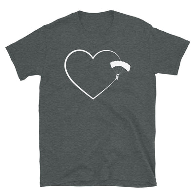 Herz 2 Und Gleitschirmfliegen - T-Shirt (Unisex) berge Dark Heather