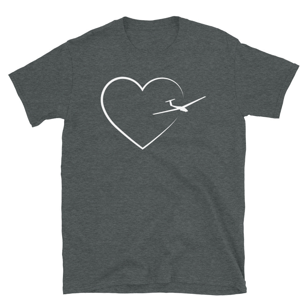 Herz 2 Und Segelflugzeug - T-Shirt (Unisex) berge Dark Heather
