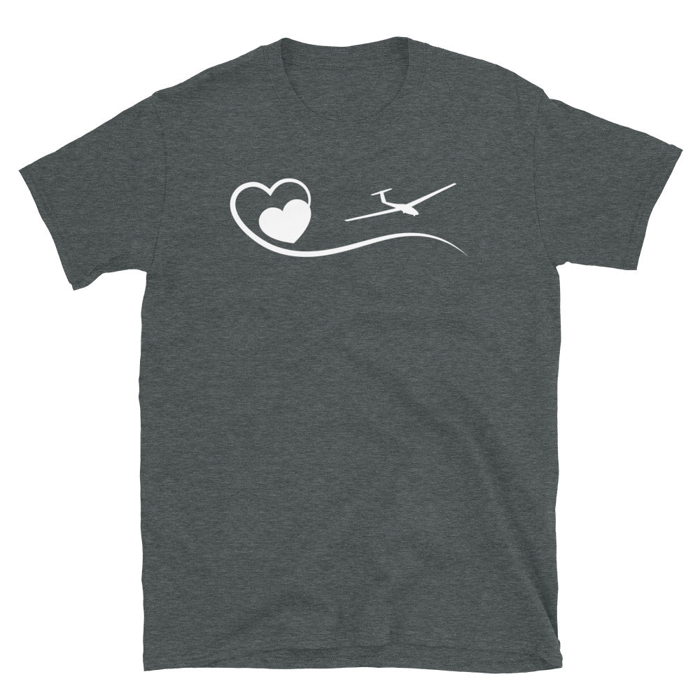 Herz Und Segelflugzeug - T-Shirt (Unisex) berge Dark Heather