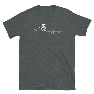 Herzschlag - Berg - Mountainbiken - (M) - T-Shirt (Unisex) Dark Heather
