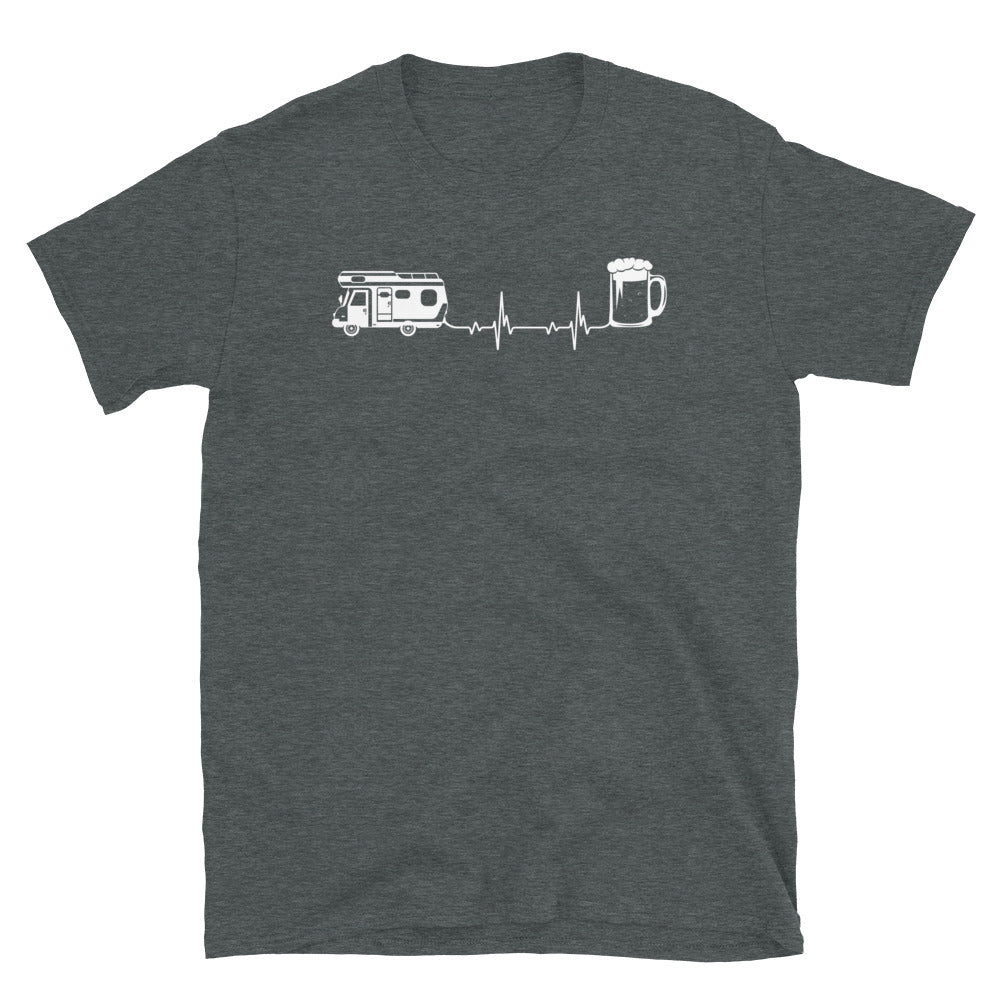 Herzschlag, Bier Und Camping - T-Shirt (Unisex) camping Dark Heather