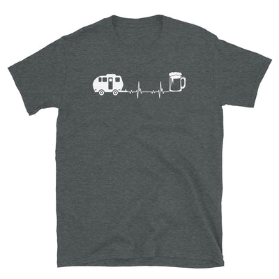 Herzschlag, Bier Und Camping - T-Shirt (Unisex) camping Dark Heather