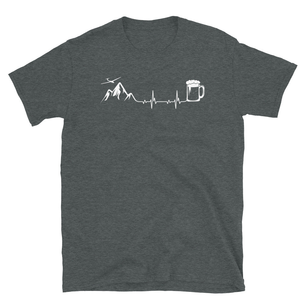 Herzschlag, Bier Und Segelflugzeug - T-Shirt (Unisex) berge Dark Heather
