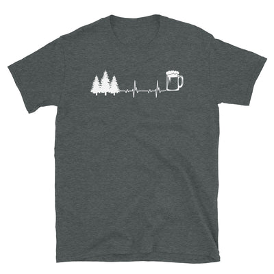 Herzschlag, Bier Und Bäume - T-Shirt (Unisex) camping Dark Heather
