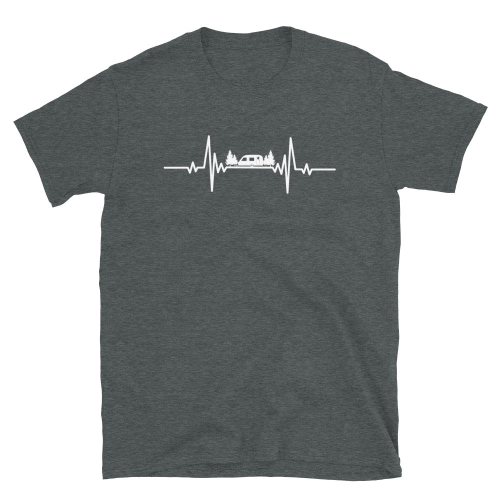 Herzschlag, Wohnwagen Und Bäume - T-Shirt (Unisex) camping Dark Heather