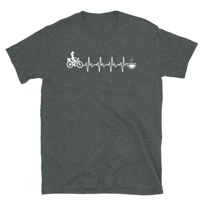 Herzschlag, Kaffee Und Radfahren - T-Shirt (Unisex) fahrrad Dark Heather