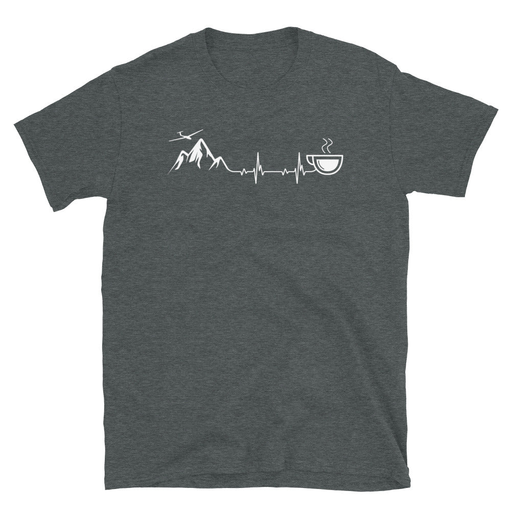 Herzschlag, Kaffee Und Segelflugzeug - T-Shirt (Unisex) berge Dark Heather