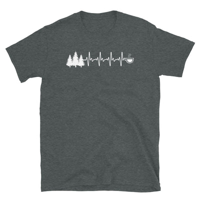 Herzschlag Kaffee Und Bäume - T-Shirt (Unisex) camping Dark Heather