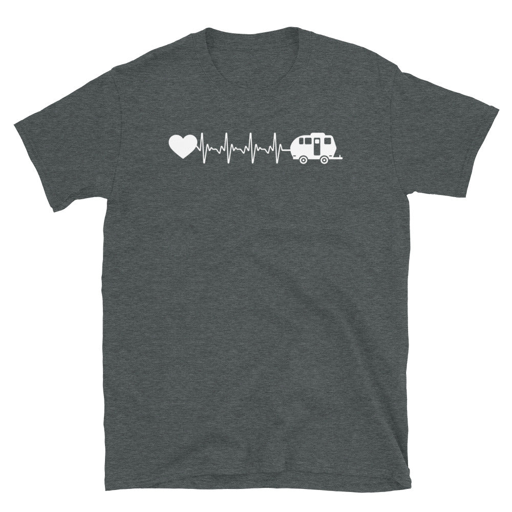 Herzschlag Herz Und Camping - T-Shirt (Unisex) camping Dark Heather