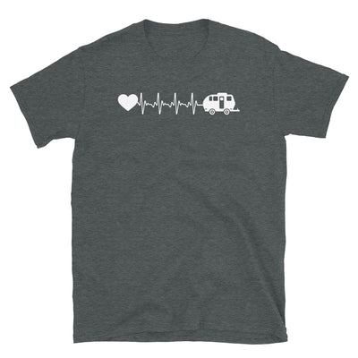 Herzschlag Herz Und Camping - T-Shirt (Unisex) camping Dark Heather
