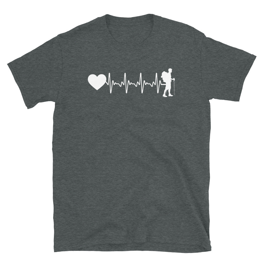 Herzschlag Herz Und Wandern - T-Shirt (Unisex) wandern Dark Heather