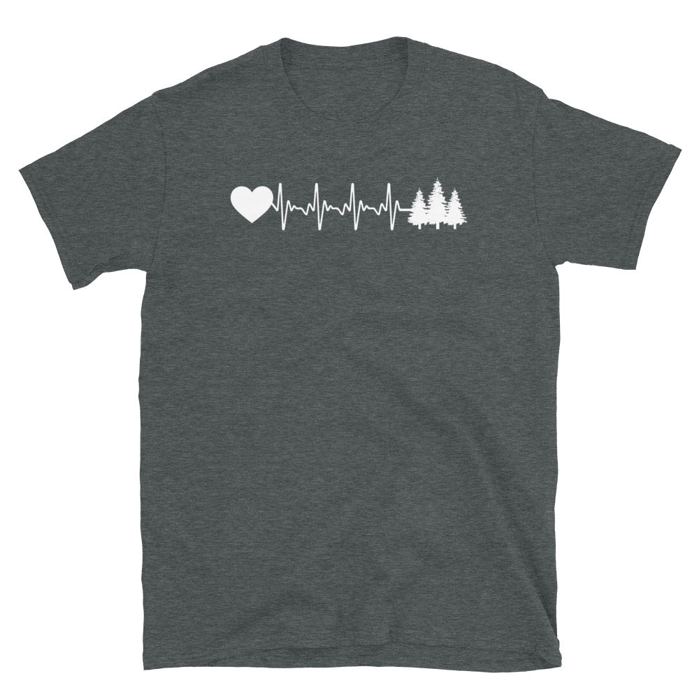 Herzschlag Herz Und Bäume - T-Shirt (Unisex) camping Dark Heather