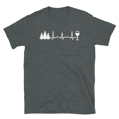 Herzschlag Wein Und Bäume - T-Shirt (Unisex) camping Dark Heather