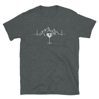Herzschlag Berg Und Wein - T-Shirt (Unisex) berge wandern Dark Heather