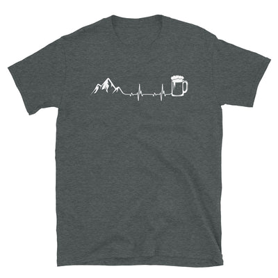 Herzschlag Berge Und Bier - T-Shirt (Unisex) berge wandern Dark Heather