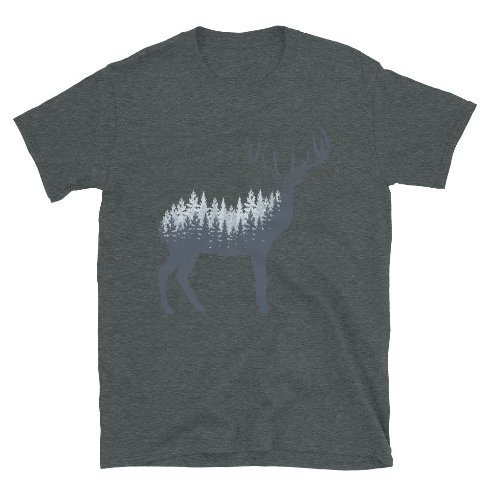 Hirsch Abstrakt - T-Shirt (Unisex) camping wandern Dark Heather