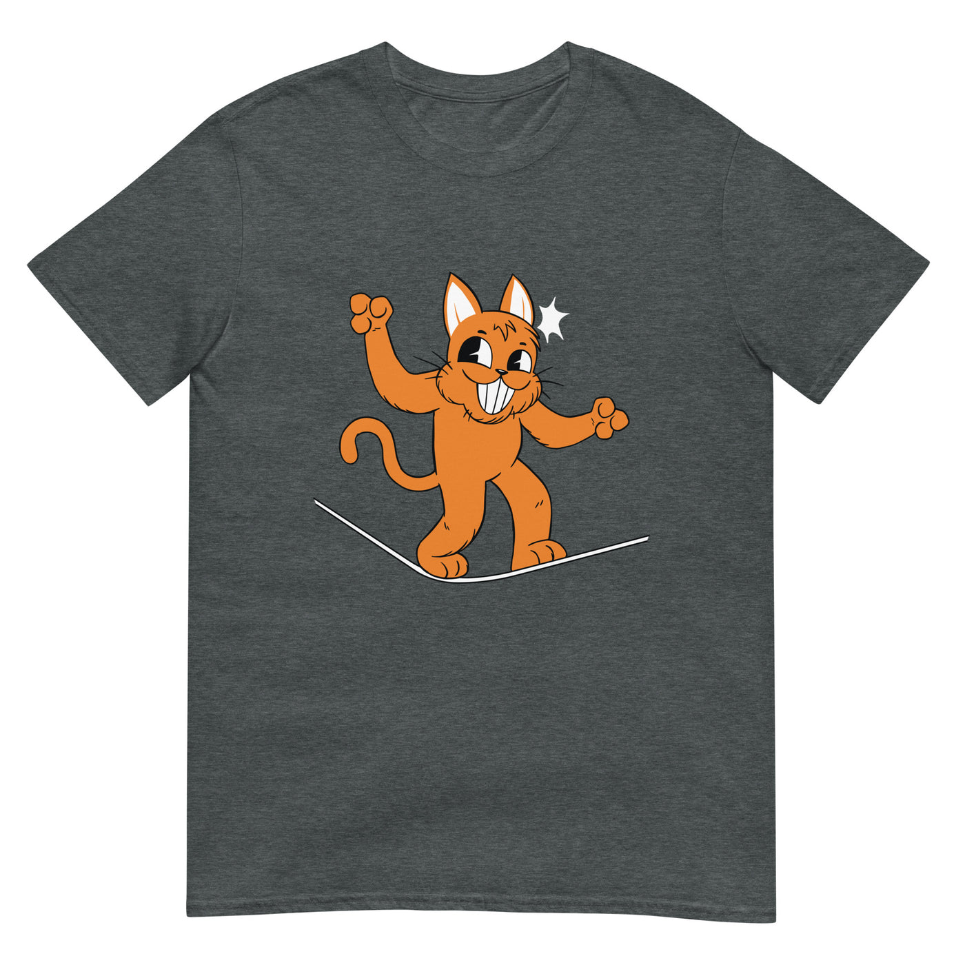 Balancierende lustige Cartoon-Katze auf Slackline - Herren T-Shirt Other_Niches xxx yyy zzz Dark Heather