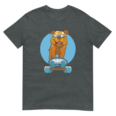 Bulldogge auf Skateboard mit futuristischen Sonnenbrillen - Herren T-Shirt Other_Niches xxx yyy zzz Dark Heather