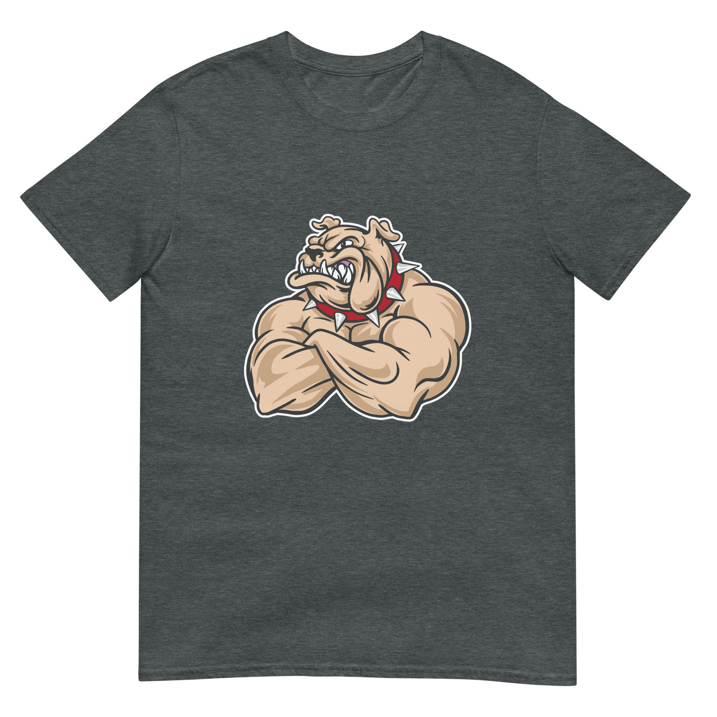 Bulldogge mit großen Muskeln, starker Aggression, motivierender Hund im Fitnessstudio - Herren T-Shirt Other_Niches xxx yyy zzz Dark Heather