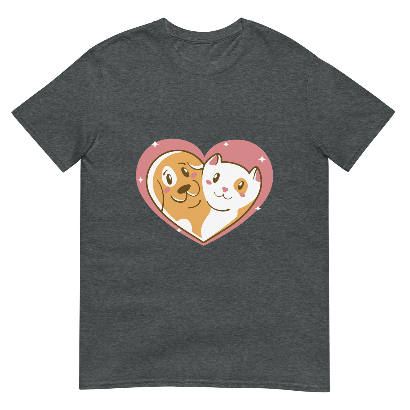 Katze und Hund in einem Herz - Herren T-Shirt Other_Niches xxx yyy zzz Dark Heather