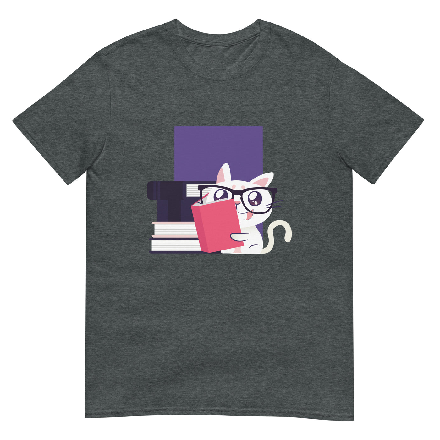 Katze als Nerd, liest Bücher und trägt Brille - Herren T-Shirt Other_Niches xxx yyy zzz Dark Heather