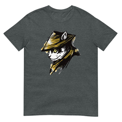 Katzen-Samurai - Gesichtsporträt eines coolen, motivierenden Katzenkriegers - Herren T-Shirt Other_Niches xxx yyy zzz Dark Heather