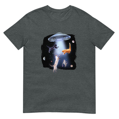 Katzen und UFO im Weltraum - Herren T-Shirt Other_Niches xxx yyy zzz Dark Heather