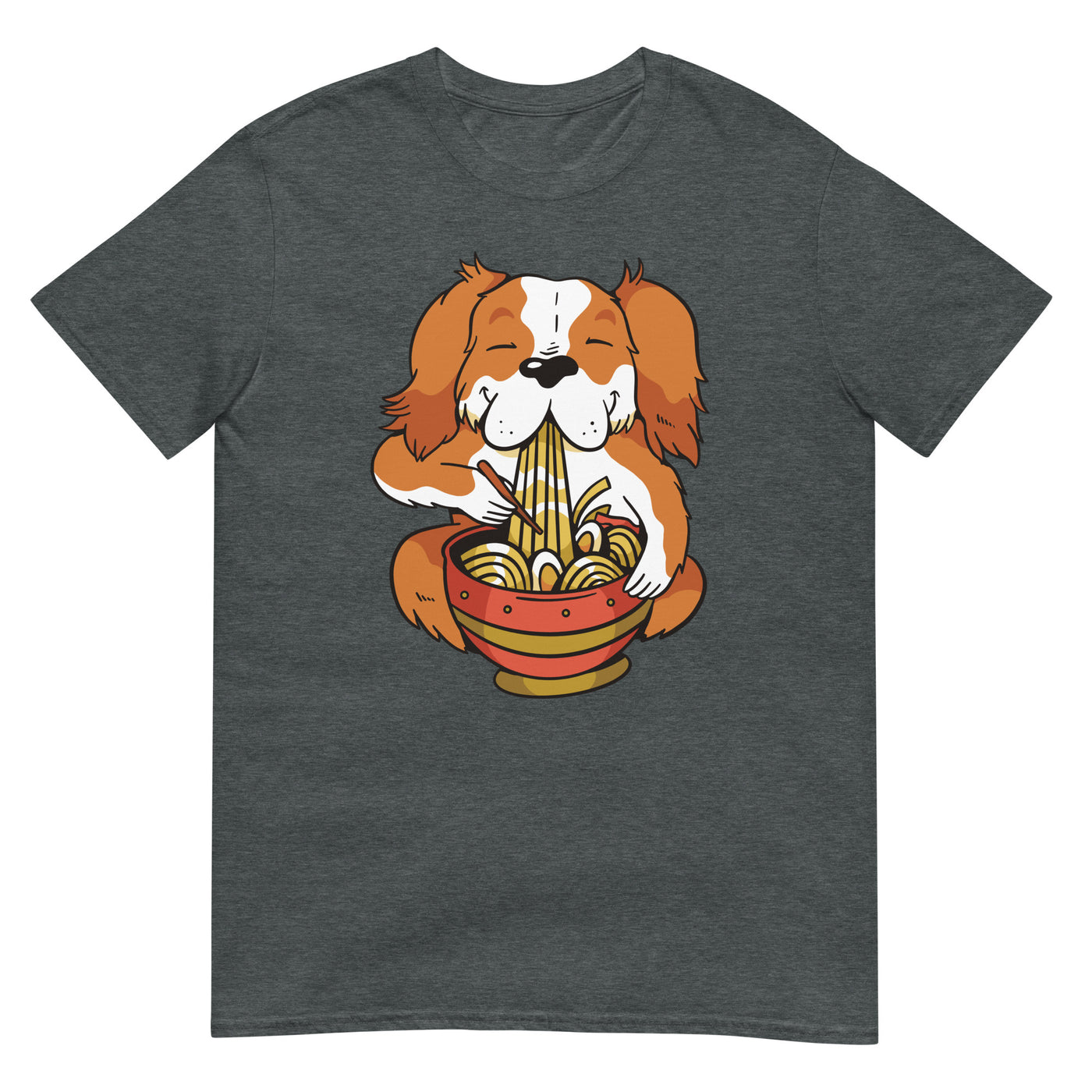 Cavalier Hund isst Ramen - Herren T-Shirt Other_Niches xxx yyy zzz Dark Heather