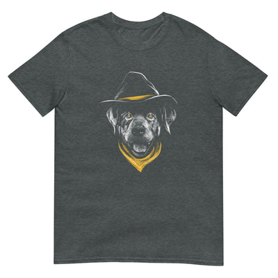 Hund mit Cowboyhut - Monochromes Porträtgesicht - Herren T-Shirt Other_Niches xxx yyy zzz Dark Heather