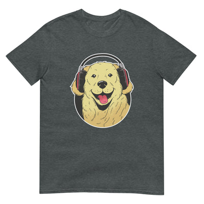 Hund mit Headset hört Musik und lustiges Gesicht - Porträt - Herren T-Shirt Other_Niches xxx yyy zzz Dark Heather
