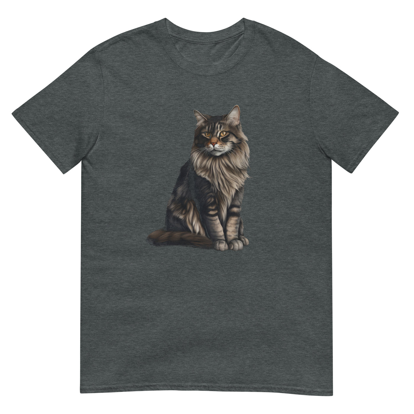 Maine Coon Katze sitzt und ist süß - Herren T-Shirt Other_Niches xxx yyy zzz Dark Heather