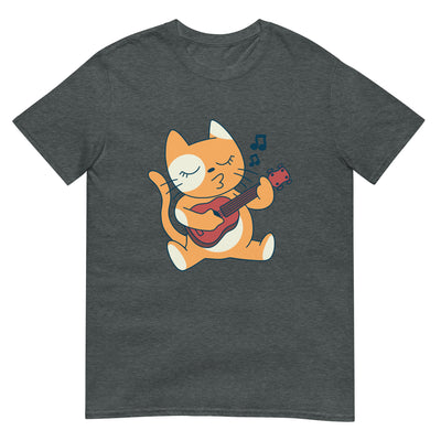 Orange Katze spielt Ukulele - Musik - Herren T-Shirt Other_Niches xxx yyy zzz Dark Heather