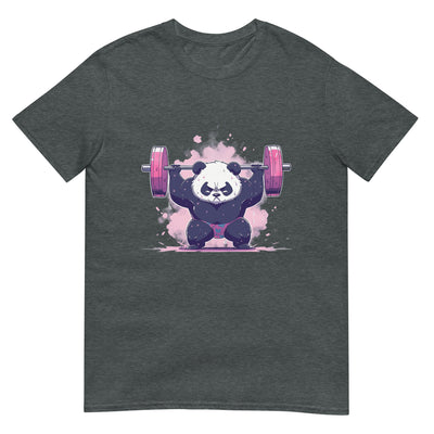 Panda macht Kniebeugen mit schwerer Langhantel in pinker Farbe - Herren T-Shirt Other_Niches xxx yyy zzz Dark Heather