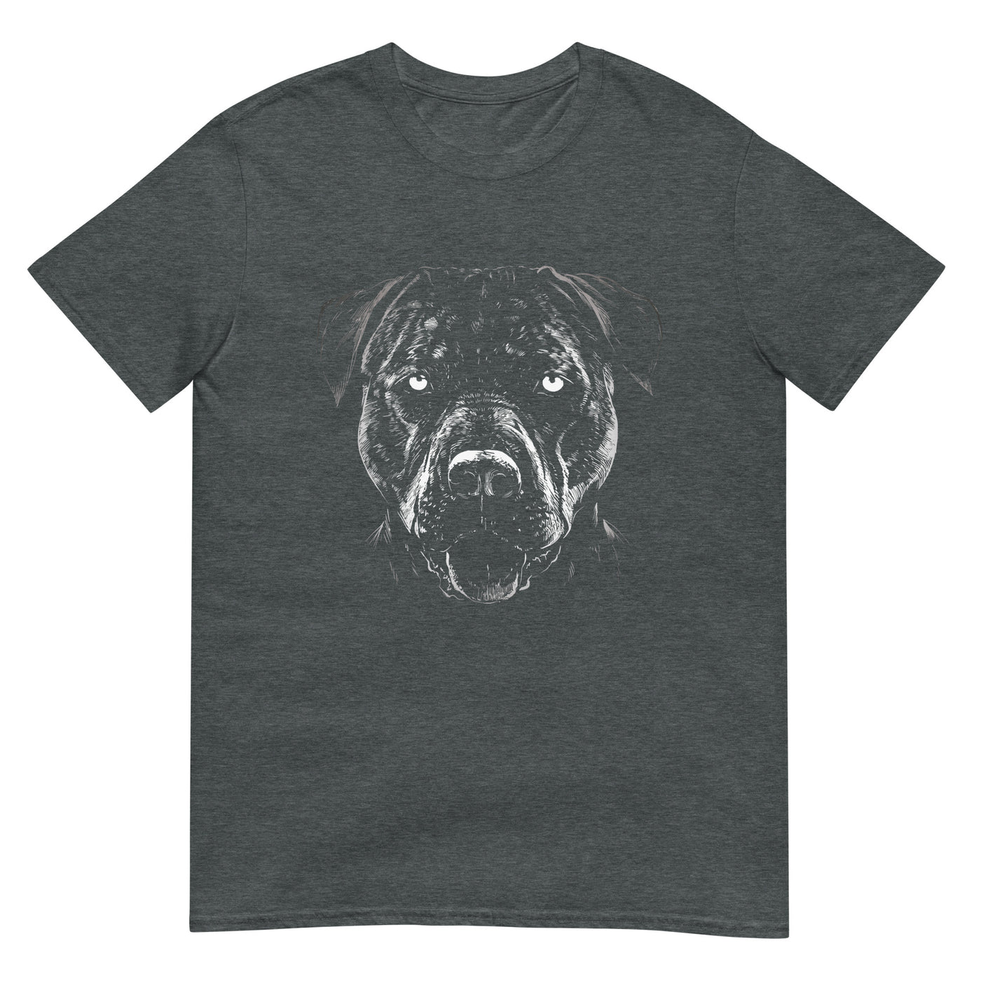 Pitbull Hundekopfporträt in monochromer Fotografie - Herren T-Shirt Other_Niches xxx yyy zzz Dark Heather